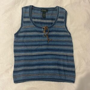 LAUREN Ralph Lauren Striped Pullover Knit Sleeveless Sweater L EUC